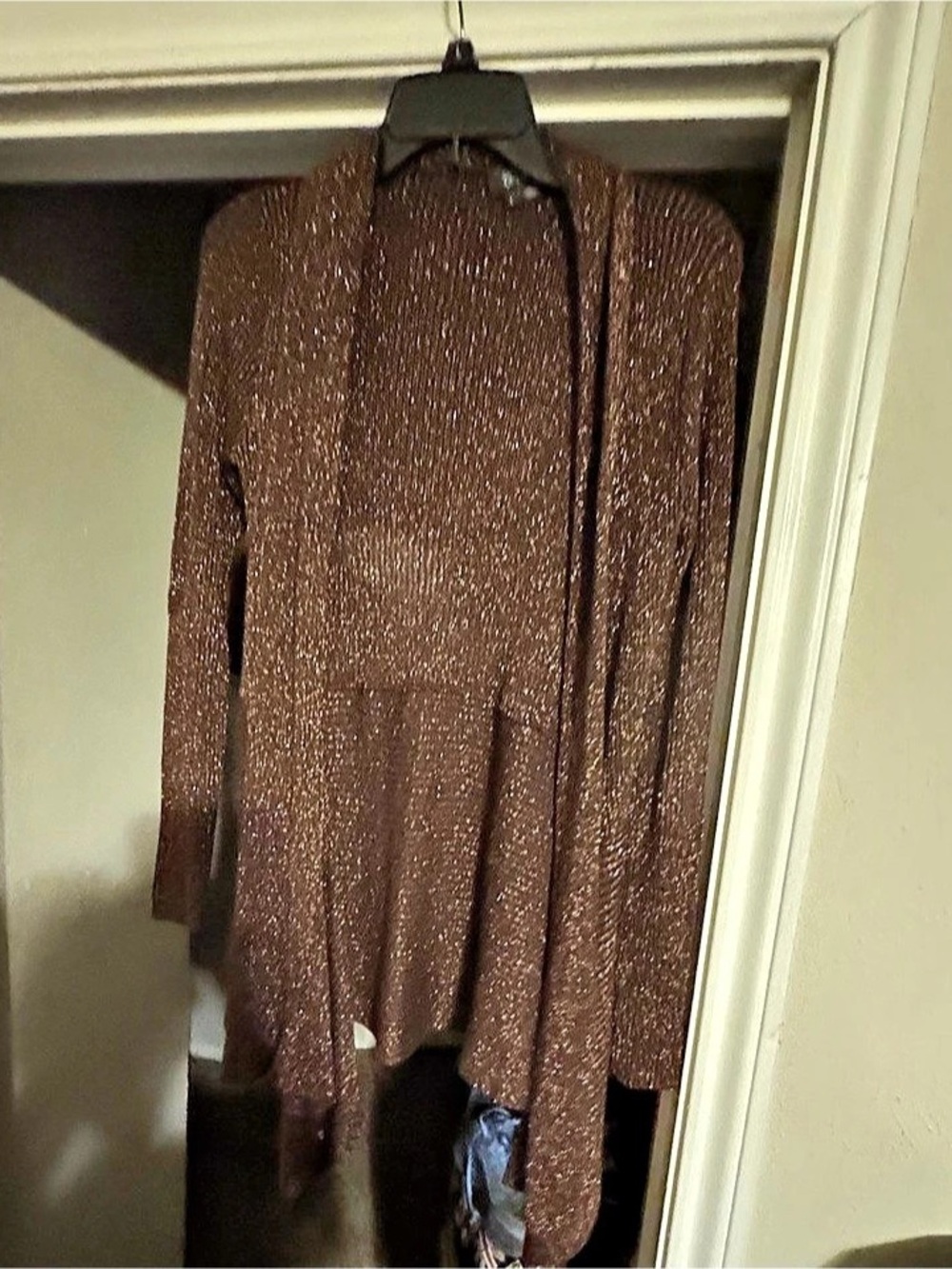 Camille La Vie Metallic Knit Cardigan in Brown Size Large Like New